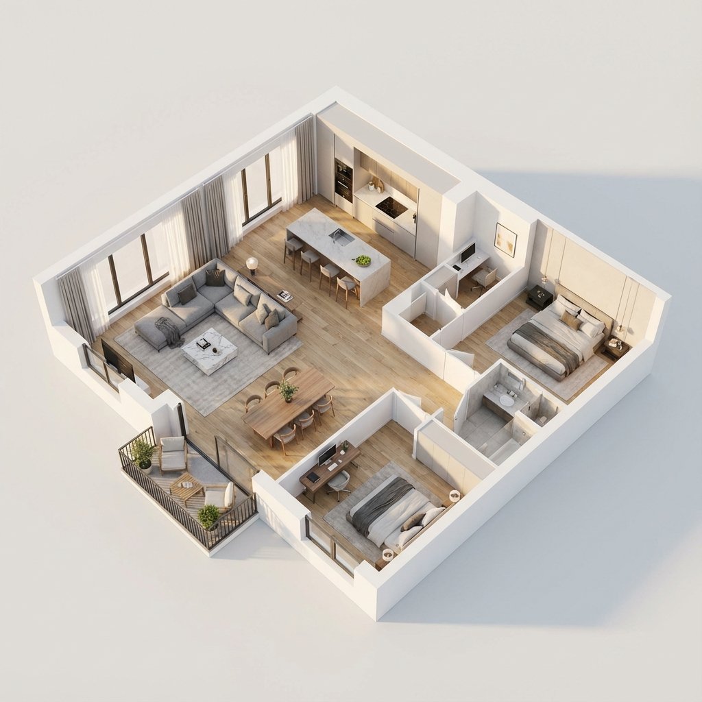 3D Floor Plan Isometric